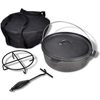 vidaXL Horno neerlandés con accesorios incluidos, 5,6 L, olla para camping