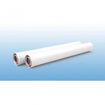 Tubo Chimenea Coaxial 60/100mm Macho-Hembra 250mm Aluminio Blanco