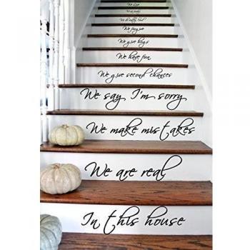 AnOL Pegatina de Vinilo de Pared o Escales con Texto 'In this House We Do We Love' de 33 x 60cm