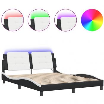 LED Queen Bed Frame in Black and White without Mattress 152x203 cm