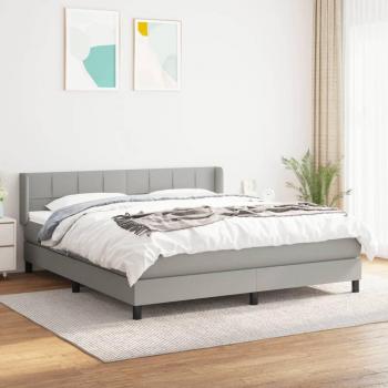 Estructura de cama box spring con colchón de muelles gris claro 180x200 cm tela