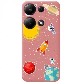 Funda de Silicona Líquida Rosa con Diseño Espacial para Xiaomi Redmi Note 13 Pro 4G