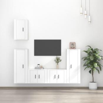 vidaXL Set de muebles de TV 5 piezas madera contrachapada blanca