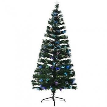 HOMCOM Arbol de Navidad Φ84 x 180cm Arbol de Fibra Optica con 230 Luces LED Verde Nuevo