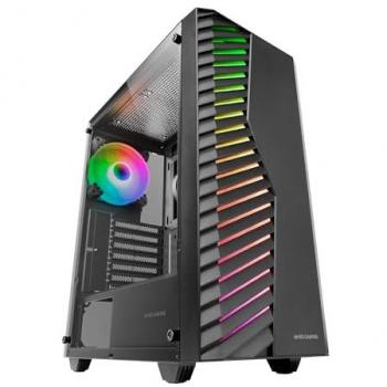 Caja Gaming Semitorre ATX Mars Gaming MC-Volt con Ventilador ARGB, Rejilla Frontal ARGB, Ventana Lateral de Cristal Templado y Soporte para Refrigeración Líquida - Color Negro
