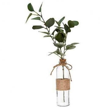 Jarrón de cristal con Eucalipto artificial y cuerda - Altura 45 cm