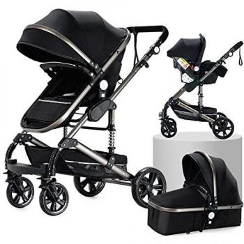 Sillas de Paseo 3 en 1 Cochecito de bebé Cochecito de bebé reclinable Cochecito de bebé plegable Cuna de bebé Cochecito de recién nacido