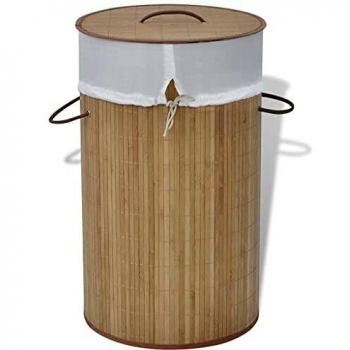 Bamboo Laundry Bin Round Natural