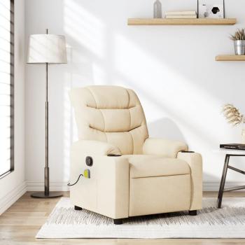 Sillón de masaje reclinable de tela crema Vidaxl 527780