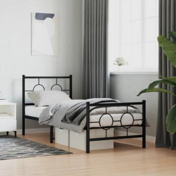Cabecero y Pediera de Cama Estructura Metal Negro 80x200 cm