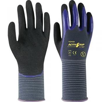 Guante nylon activgrip cj568 talla8 grisazul de 6 unidades
