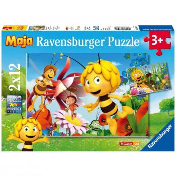 Puzzle Infantil Ravensburger Biene Maja en el Pradera de Flores - 2x12 Piezas para Niños a Partir de 3 Años