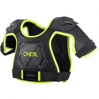 O'Neal | Protector de Pecho | Niños | Enduro | Fácilmente ajustable, molde de plástico inyectado para mayor protección, Edades 4-9 | Protector de Pecho Pee Wee | Negro Amarillo Neón | Talla M/L