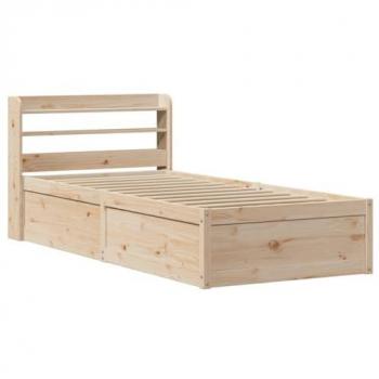 Estructura de cama redonda con cabecero 100x200 cm en madera maciza de pino