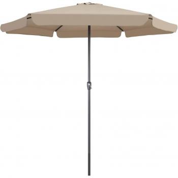 Parasol Maui Taupe 3,3 m con manivela - Sombrilla de Jardín ø 330cm Protección UV 80+ Repelente al Agua Fácil Manejo Balcón Terraza Jardín Parasol Grande Topo