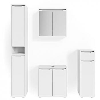 Conjunto de muebles de baño Vicco Ruben, Blanco, 4 piezas con espejo y armarios
