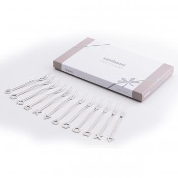 Sambonet Geometric Set de Tenedores de Party, 12 Pzas, Diversos Diseños, Palillos para Fiesta, Tenedores para Cocktail, 52550C76