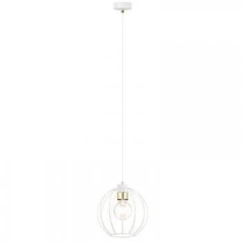 Lámpara de Suspensión Gino EPIKASA, Acero con Recubrimiento de Polvo, Blanco y Oro, 24x125x24 cm