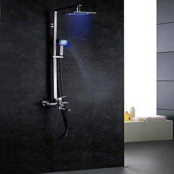 Bang el cambio de color condujo ducha grifo charmingwater con alcachofa de la ducha 8 pulgadas + ducha de mano