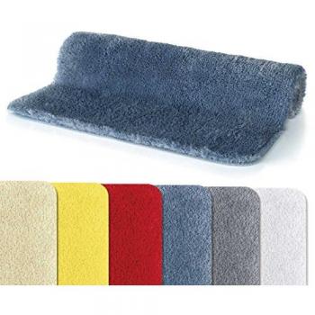 Alfombra de Baño Antideslizante Spirella Fino 70 x 120 cm Azul, Pelo Largo Suave y Secado Rápido