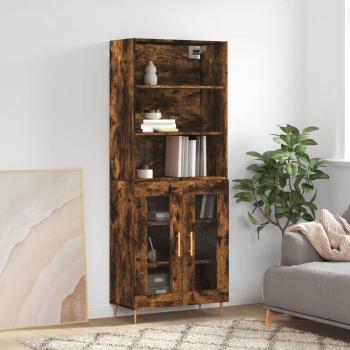 Aparador alto de madera multicapa roble ahumado 69,5x34x180 cm