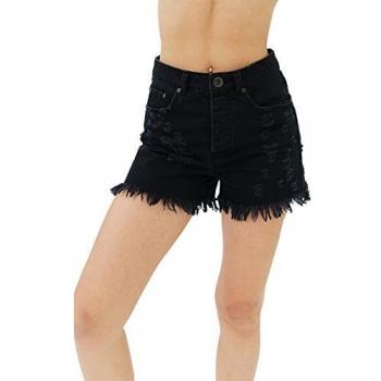 trueprodigy Casual Mujer Marca Pantalon Basico Ropa Retro Vintage Rock Vestir Moda Deportivo Slim Fit Designer Fashion Pantalones Cortos, Colores:Black, Tamaño:40
