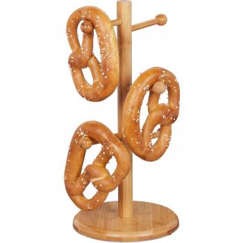 Soporte de Bambú para Bretzels y Tazas, 6 Brazos, Altura 35 cm, Natural