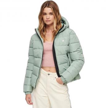 Superdry Women's Hooded Spirit Sports Puffer Jacket - Light Jade Green, Water-Resistant, Sustainable
