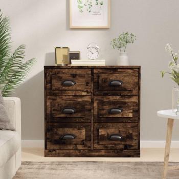 Aparador de Madera Contrachapada 70x35,5x67,5 cm con Puertas y Cajón de Madera, Buffet Moderno para Salón, Armario Auxiliar y de Almacenamiento en Roble