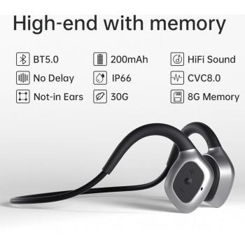 Auriculares de Conducción Ósea Inalámbricos Bluetooth Estéreo Impermeables con Micrófono para Música - Compatible con Xiaomi, Huawei y Apple
