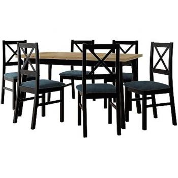 Conjunto de Comedor Victorville 316, Negro, 6 Asientos, 140 x 80 x 75 cm