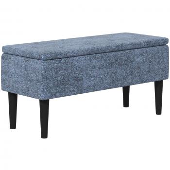 HOMCOM Banco de Almacenaje para Dormitorio con Tapa Abatible y Patas de Madera 95x38x45 cm Azul