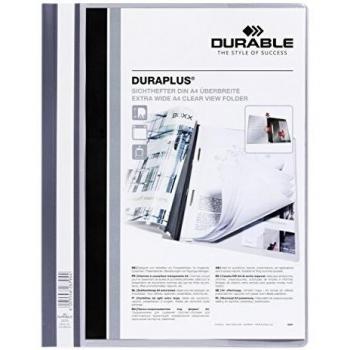 Durable Duraplus A4+ Presentation Folder, Grey, Heavy-Duty Plastic
