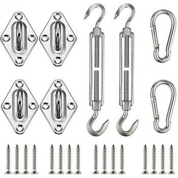 TedGem Kit de Fijación para Vela de Jardín, Kit de Montaje para Toldo,Kit de Fijación de Vela de Sombra,Heavy Duty Sun Shade Sail Hardware Kit para Triángulo,Cuadrado,Rectángulo,Accesorios de