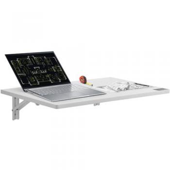 Mesa Plegable Montada en la Pared 600 x 400 mm, Escritorio Flotante Abatible con Soporte de Hierro, Ideal para Espacios Pequeños y Oficina en Casa