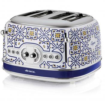 Tostador Ariete 156 Capri, 1630W, 4 rebanadas, 6 niveles de dorado, bandeja para migas, función descongelar, expulsión automática