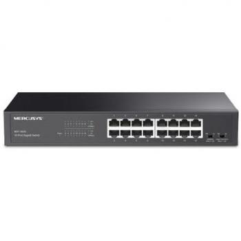 Switch Gigabit Mercusys MS116GS de 16 Puertos, Montaje en Rack/Escritorio, Carcasa Metálica, Plug & Play, QoS