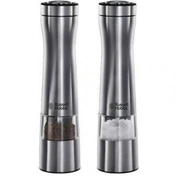 Russell Hobbs 22810-56 Classics - Molinillos de sal y pimienta, sistema de molido cerámico que se activa con solo pulsar un botón, grosor de molienda graduable