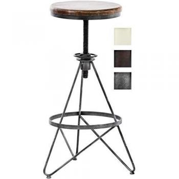 Taburete Industrial Ajustable Karla Plateado regulable en Metal