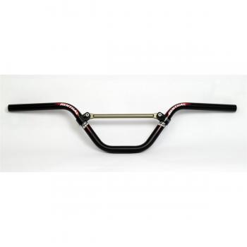 Manillar BMX Renthal Plateado y Negro, características: diseño ligero, alta resistencia, acabado en pintura duradera, compatible con la mayoría de bicicletas BMX