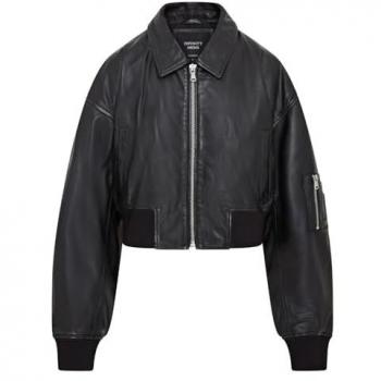 Infinity Leather Women's Oversized Black MA-1 Bomber Jacket - Size 16 UK