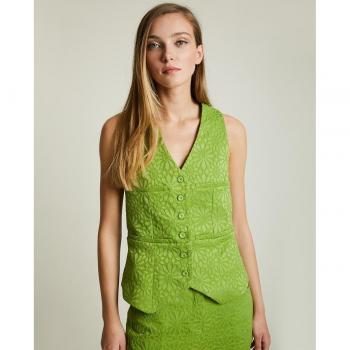 Chaleco de mujer jacquard con botones y falsos bolsillos