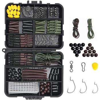 Vicloon 272pcs Anzuelos de Pesca, Accesorios de Pesca con Caja de Pesca, Incluye Ganchos Circulares, Anzuelos Triples, Pesas, Guías de Deslizamiento, Anillos Partidos, Kit de Caja de Aparejos de Pesca