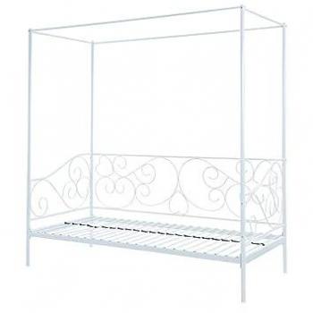 Cama Banqueta con Dosel Vivian - 90 x 200 cm - Metal - Blanco