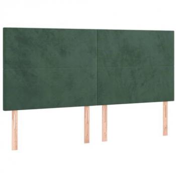 Cabecero con luces LED terciopelo verde oscuro 180x5x118/128 cm