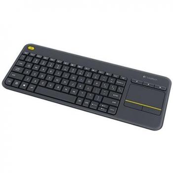 Logitech K400 Teclado Táctil Inalámbrico Plus para TV con un Control Multimedia y Panel Táctil, Disposición QWERTY Pan Nordic - Negro