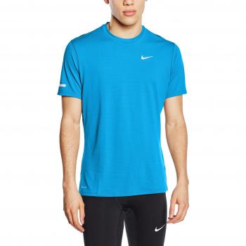 Nike Dri-Fit Contour Ss - Camiseta para hombre, color azul / plateado, talla M