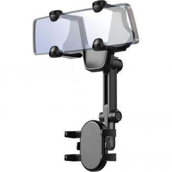Soporte para teléfono móvil de auto para espejo retrovisor - negro, 18 cm, compatible con smartphones