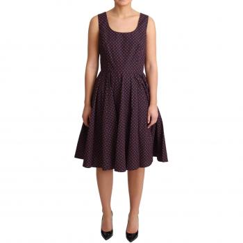 Dolce & Gabbana Red Blue Polka Cotton A-Line Gown Dress - IT42|M, Summer Dresses, female, Brown, Size: S