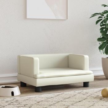 Cama para perros de cuero sintético 60x40x30 cm color capuchino, crema y gris vidaXL